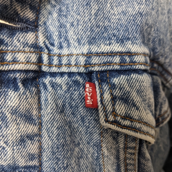 Vintage 80s 90s Levis 70417 0819 Acid Wash Denim Jean Barn Trucker Plaid Flannel - Picture 5 of 5